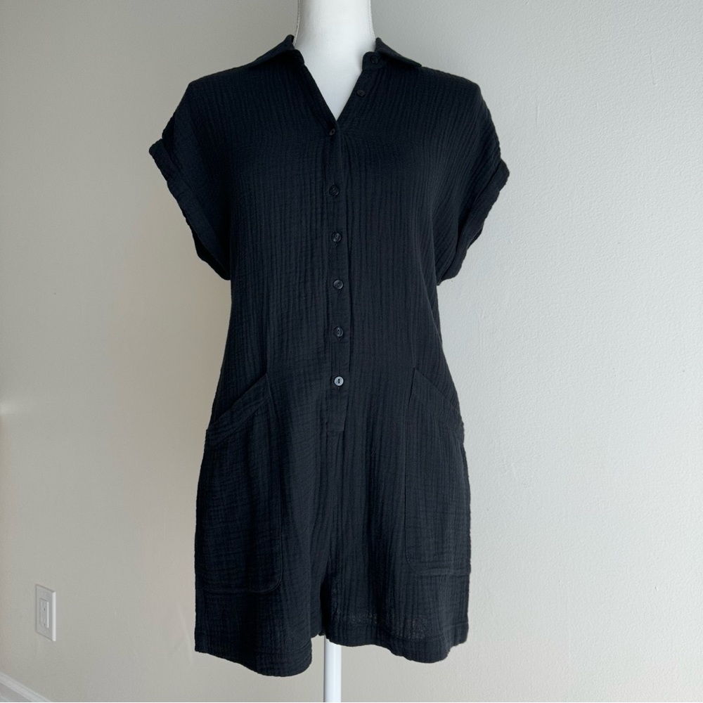 NEW without tags L SPACE Mika Romper Mini Short Black Cotton Women’s Size XS NWT - Picture 3 of 7